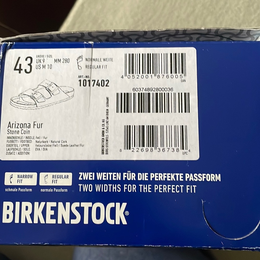 Birkenstock Arizona fur 43 stone